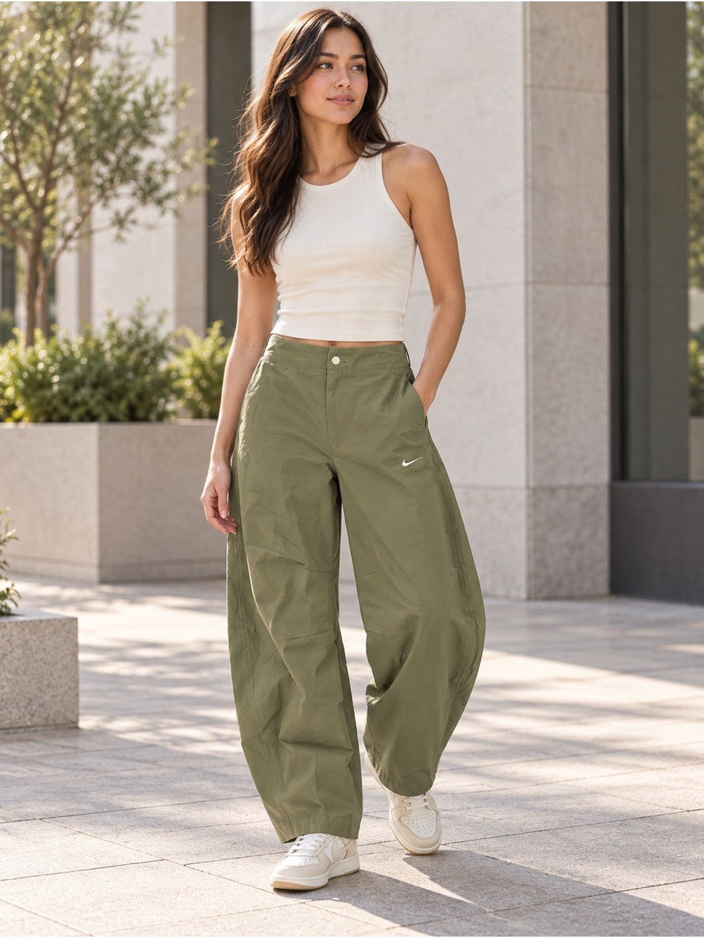 Nike Sportswear Women’s Barrel-Leg Pants Olive Size Small NWT